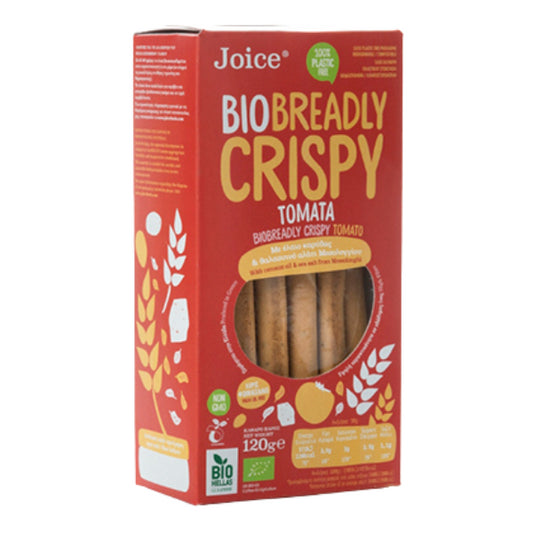 Βιολογικά Κριτσίνια Breadly Crispy Τομάτα, 120 γρ., Bio, Joice Foods