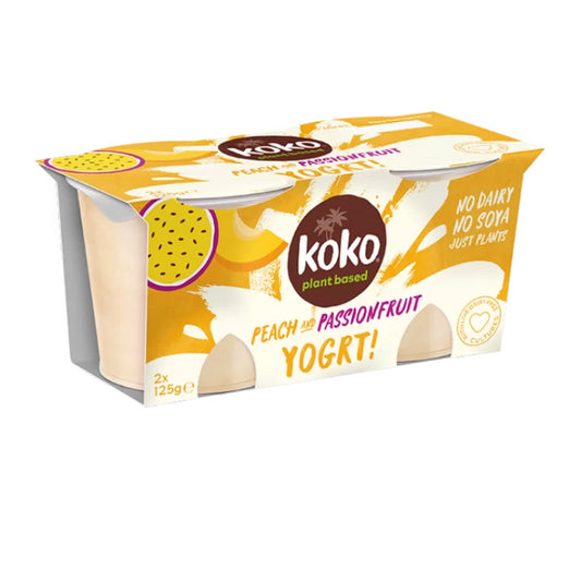 Koko Dairy Free Επιδόρπιο Καρύδας με Ροδάκινο & Φρούτα του Πάθους (χωρίς γλουτένη) 2Χ125g